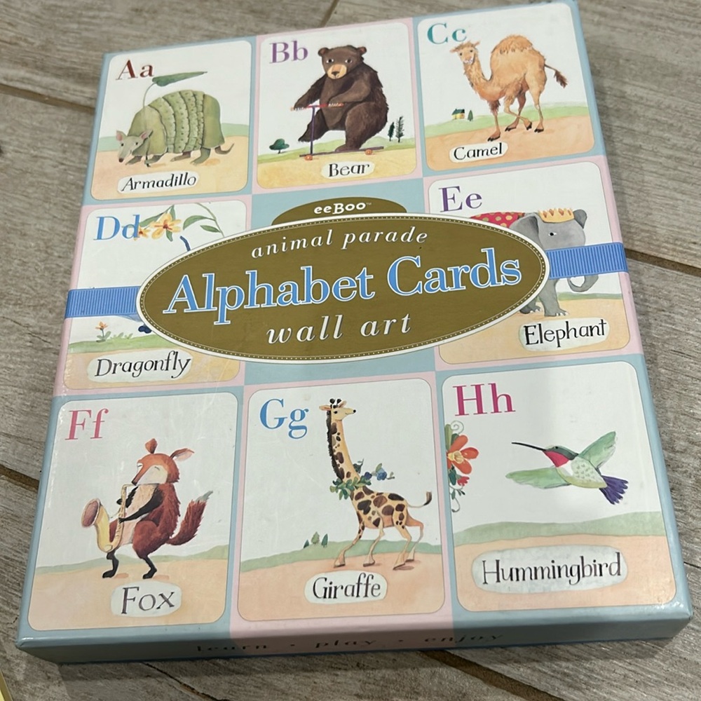 Animal Parade Alphabet Cards Wall Art 26 8”x 10” by eeBoo Corporation Like New